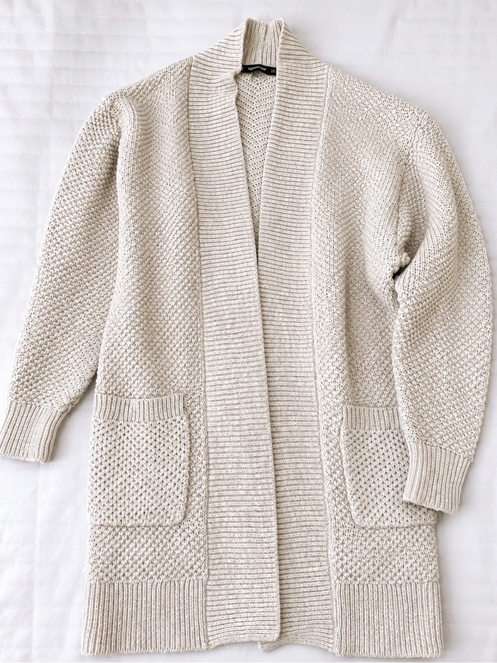 Express Cream Open-Front Textured Oversized Knit Cardigan